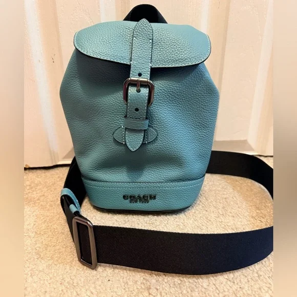 aqua leather backpack Coach Aqua Leather Handbag / backpack with Silver Accents